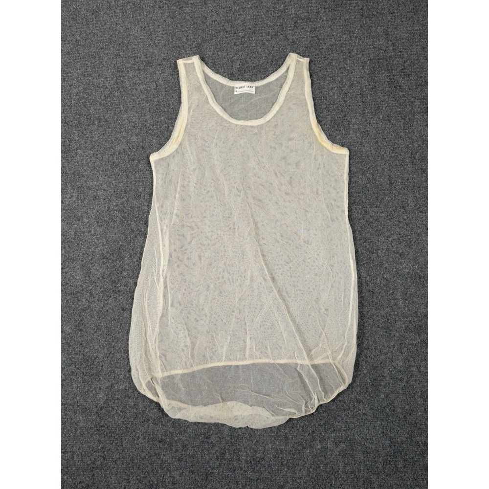 Helmut Lang Vintage Archive Sheer Mesh Tank Top White Womens Small